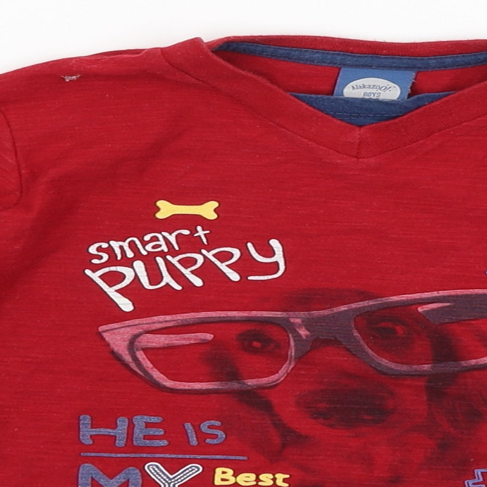 Alakazoo Boys Red   Basic T-Shirt Size 3 Years  - Dog