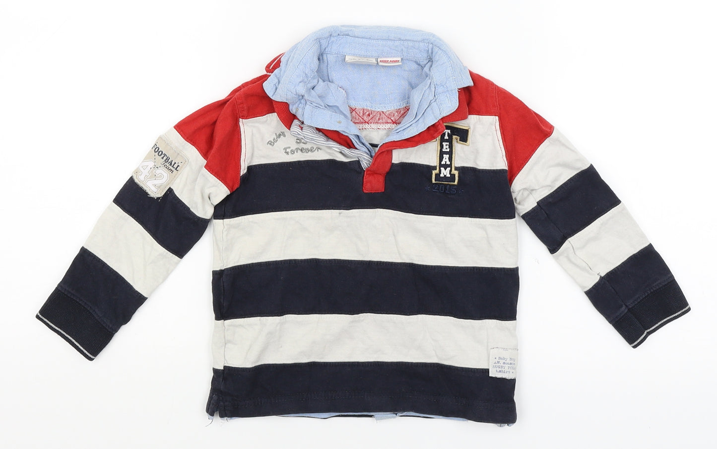 Zara Baby Boys White Striped  Basic T-Shirt Size 2-3 Years