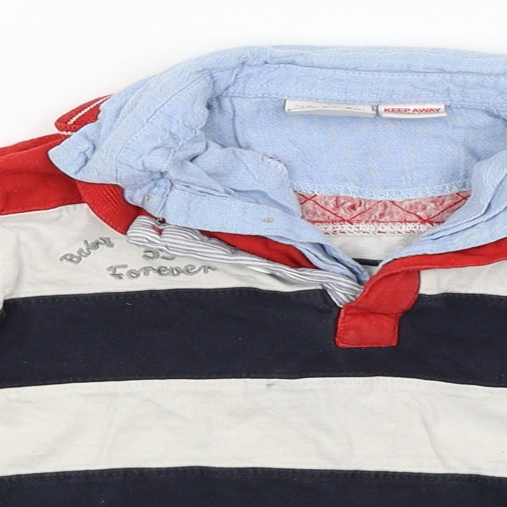 Zara Baby Boys White Striped  Basic T-Shirt Size 2-3 Years