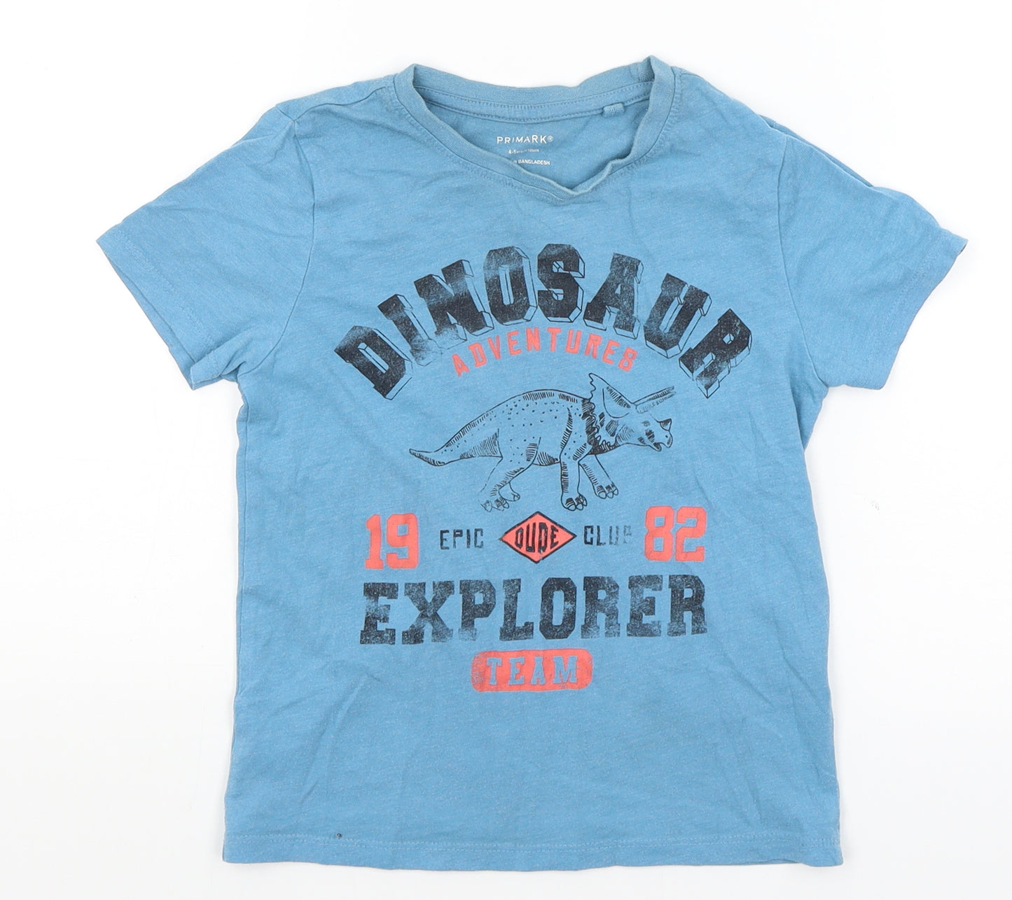 Primark Boys Blue   Basic T-Shirt Size 4-5 Years  - Dinosaur