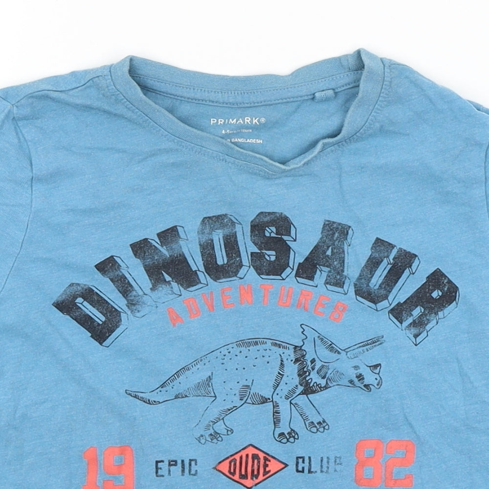 Primark Boys Blue   Basic T-Shirt Size 4-5 Years  - Dinosaur