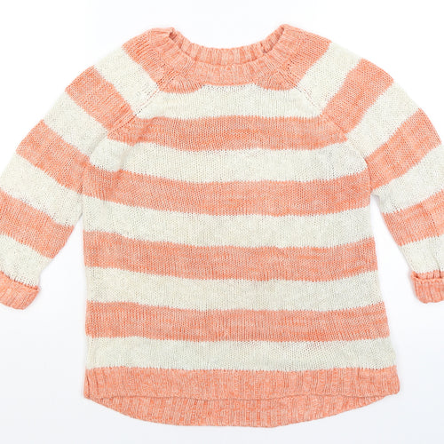 F&F Womens Orange Striped  Pullover Jumper Size 12