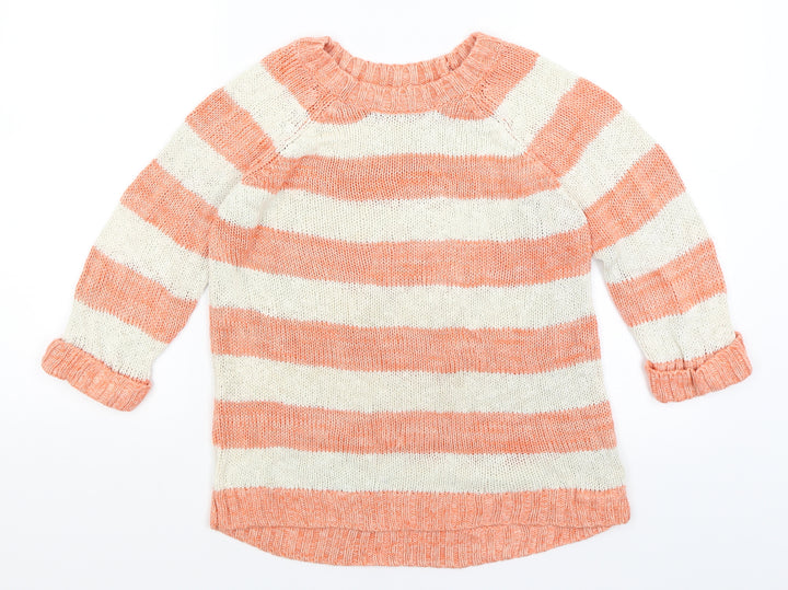 F&F Womens Orange Striped Pullover Jumper Size 12