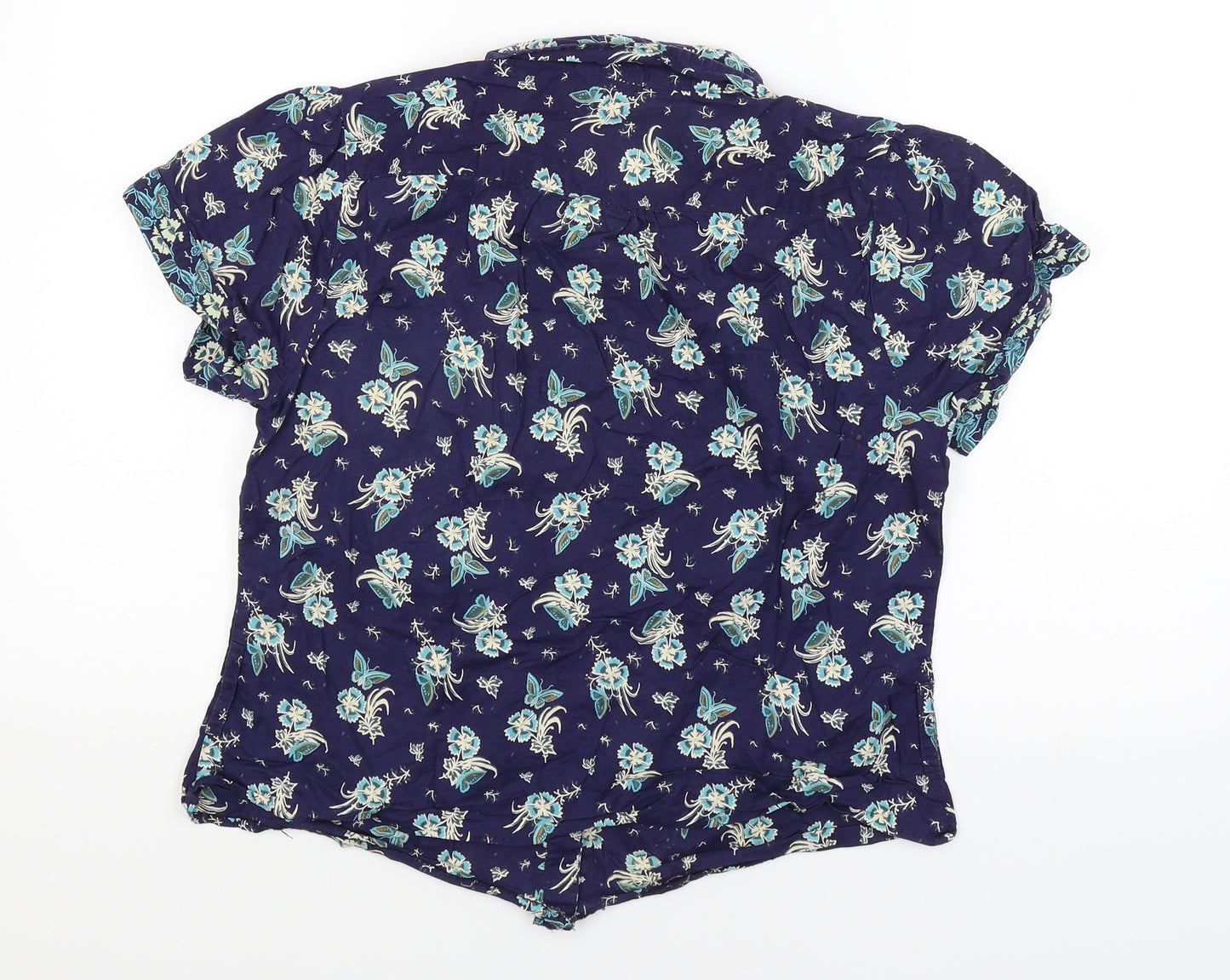 Papaya Womens Blue Floral  Basic Button-Up Size 16