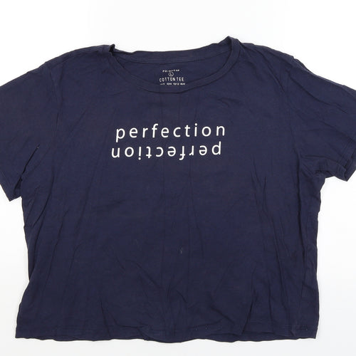 Primark Womens Blue   Cropped T-Shirt Size L  - Perfection