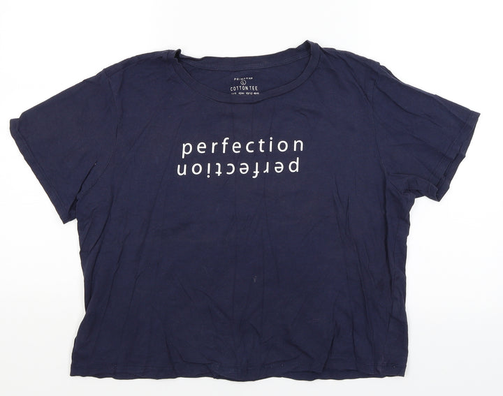 Primark Womens Blue Cropped T-Shirt Size L - Perfection