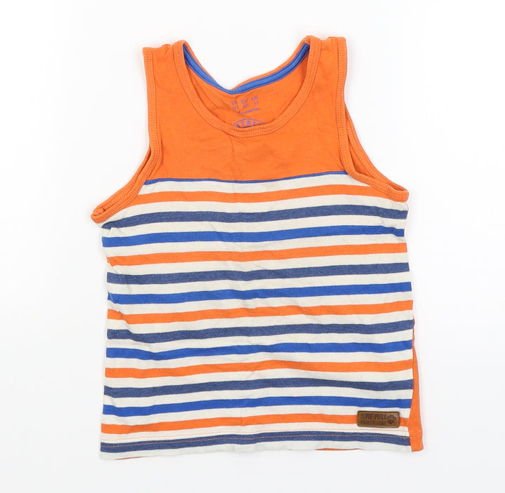 F&F Boys Orange Striped Basic Tank Size 3-4 Years