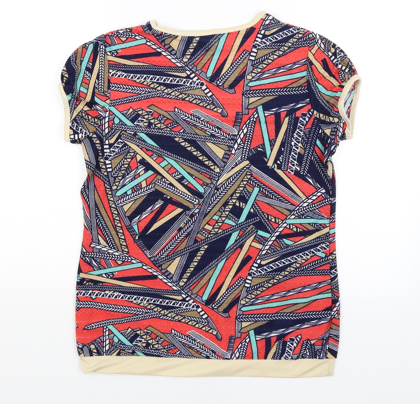 Preworn Womens Red Geometric  Basic T-Shirt Size XL