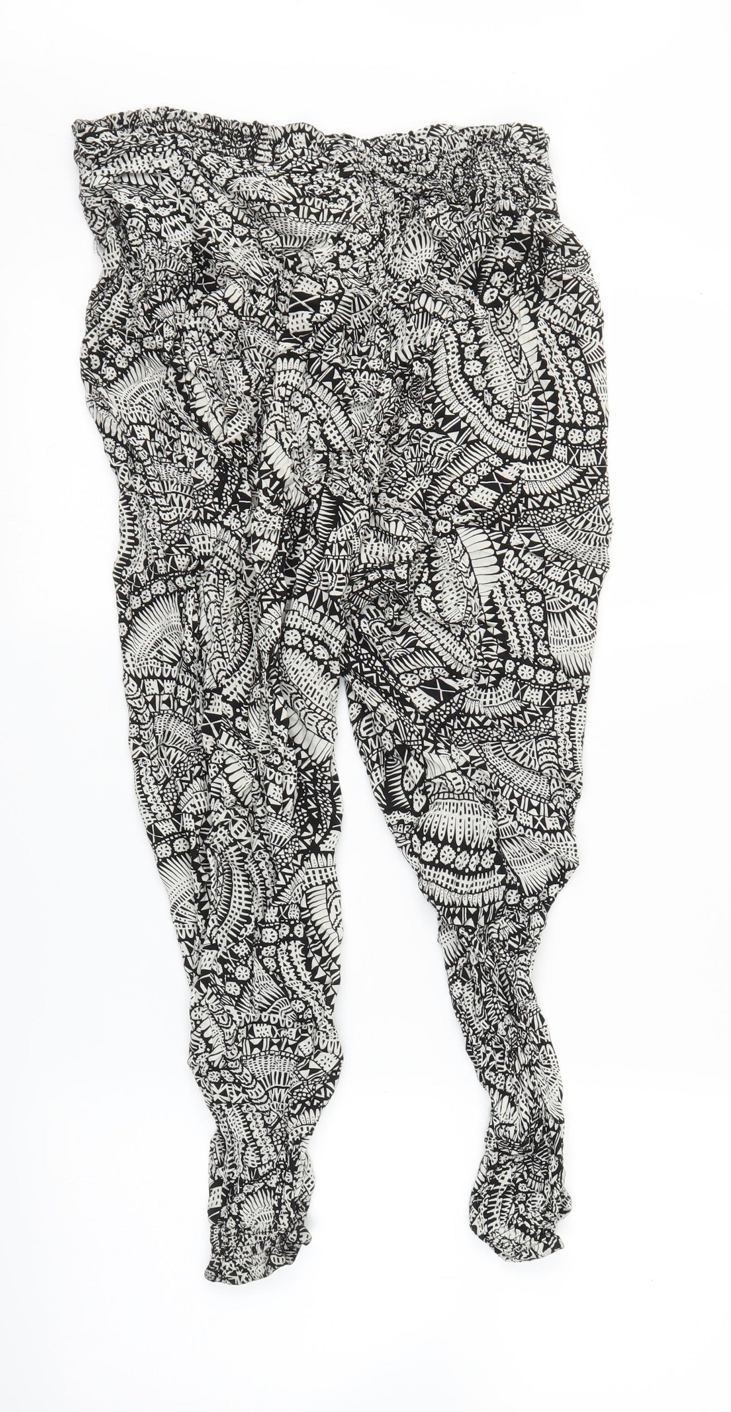 New Look Womens Black Paisley  Harem Trousers Size 16 L21 in