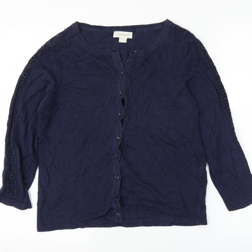 Monsoon Womens Blue Floral  Cardigan Jumper Size 10