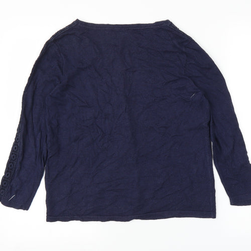 Monsoon Womens Blue Floral  Cardigan Jumper Size 10
