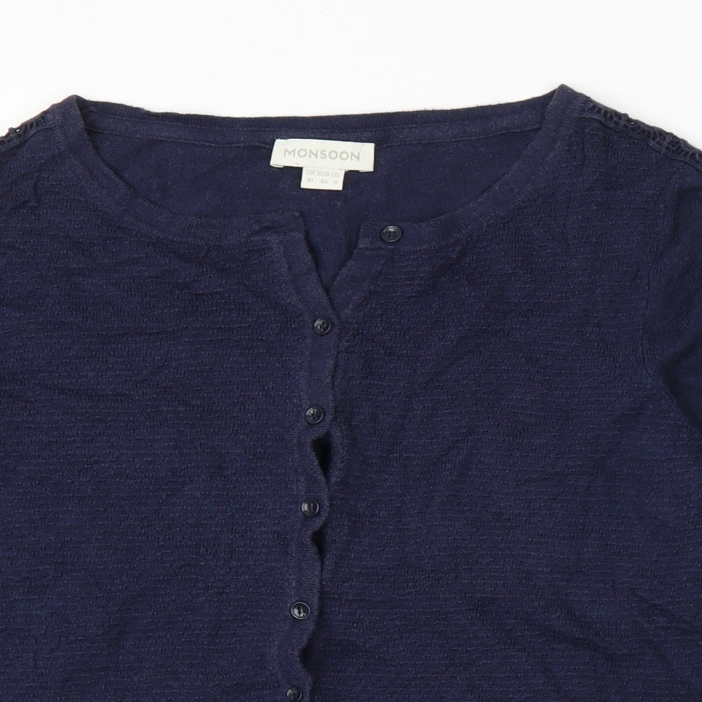 Monsoon Womens Blue Floral  Cardigan Jumper Size 10
