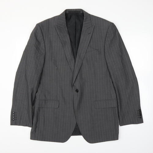 M&S Mens Grey Striped  Jacket Suit Jacket Size 42