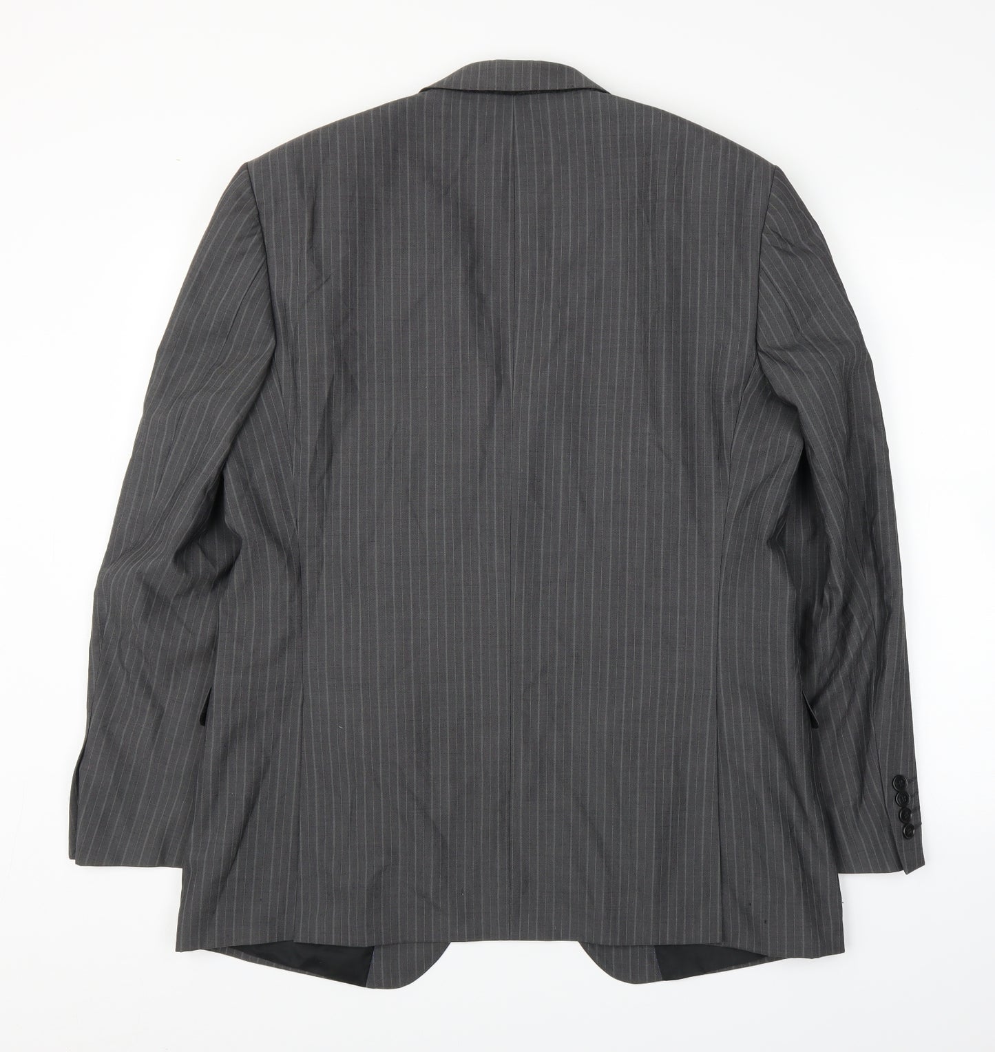M&S Mens Grey Striped  Jacket Suit Jacket Size 42
