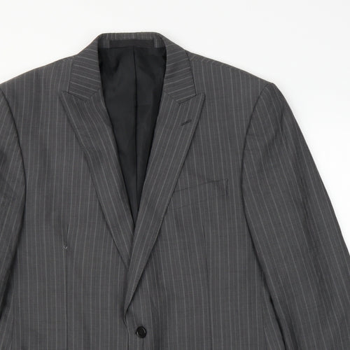 M&S Mens Grey Striped  Jacket Suit Jacket Size 42