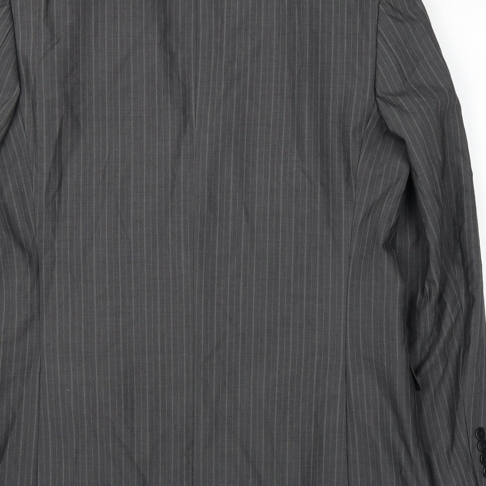M&S Mens Grey Striped  Jacket Suit Jacket Size 42