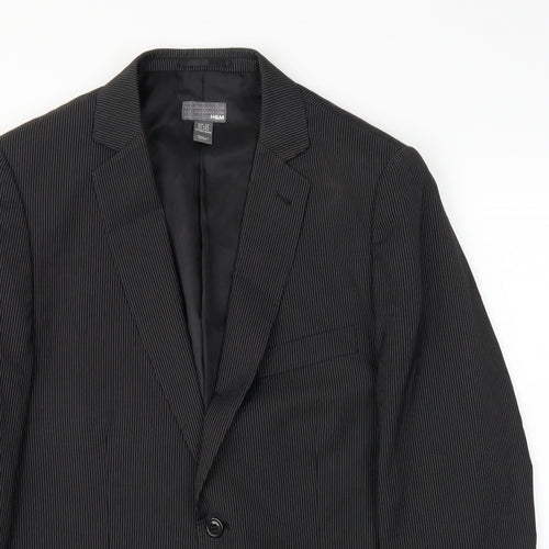 H&M Mens Grey Striped  Jacket Suit Jacket Size 42