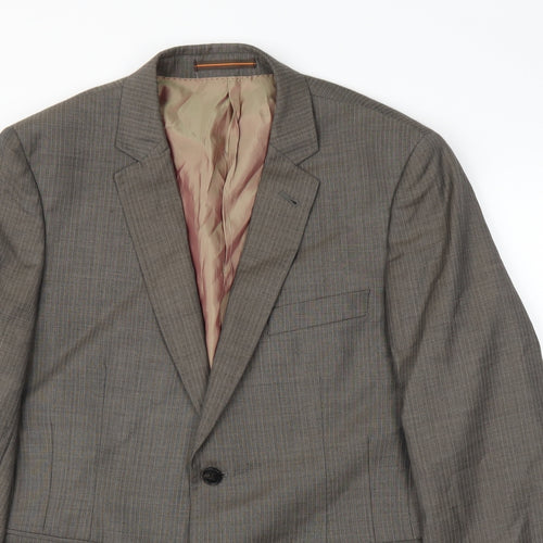 Topman Mens Brown Striped  Jacket Suit Jacket Size 42