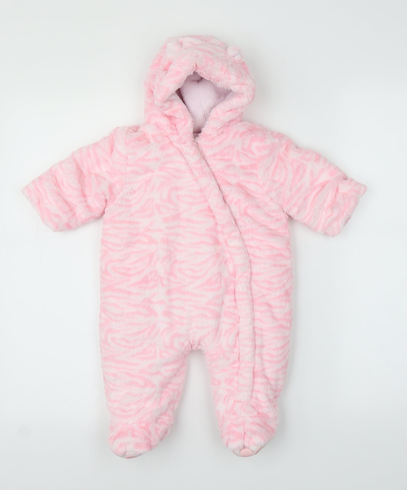Mothercare Girls Pink Animal Print  Overcoat Snowsuit Size 3-6 Months  - Zebra print