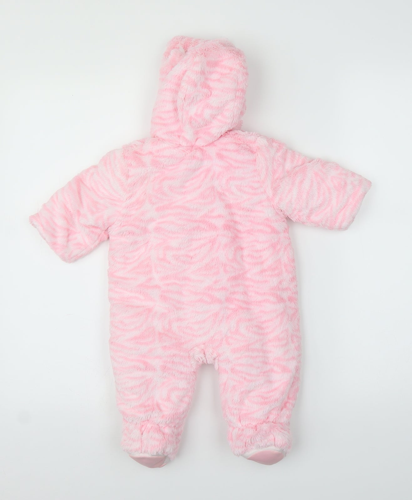 Mothercare Girls Pink Animal Print  Overcoat Snowsuit Size 3-6 Months  - Zebra print