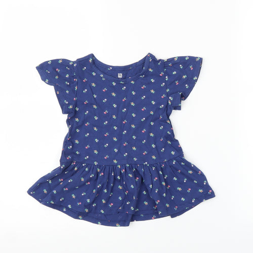 Gap Girls Blue Floral  Tunic Blouse Size 2 Years