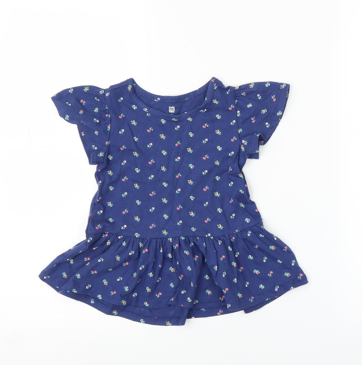 Gap Girls Blue Floral Tunic Blouse Size 2 Years