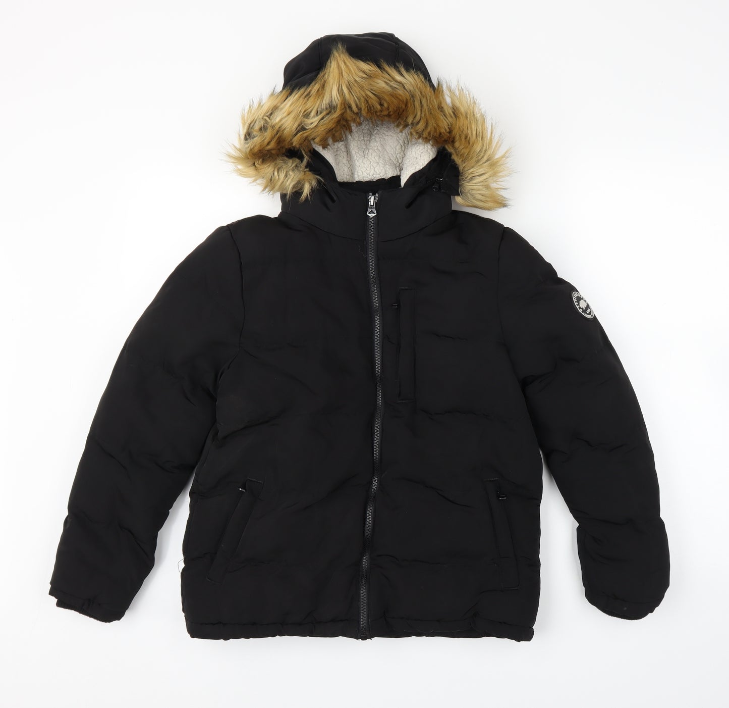 SoulCal&Co Boys Black   Puffer Jacket Coat Size 11-12 Years