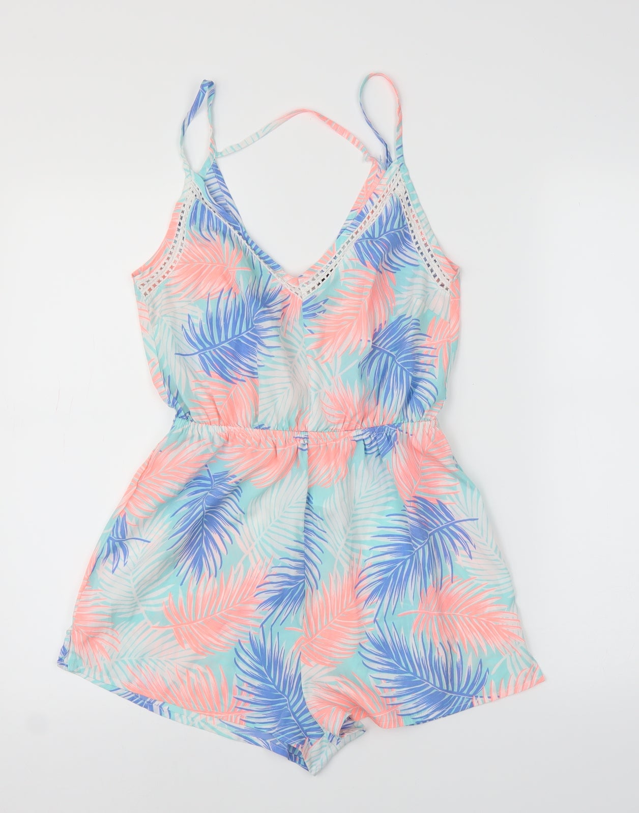 New Look Womens Blue Floral  Romper One-Piece Size S