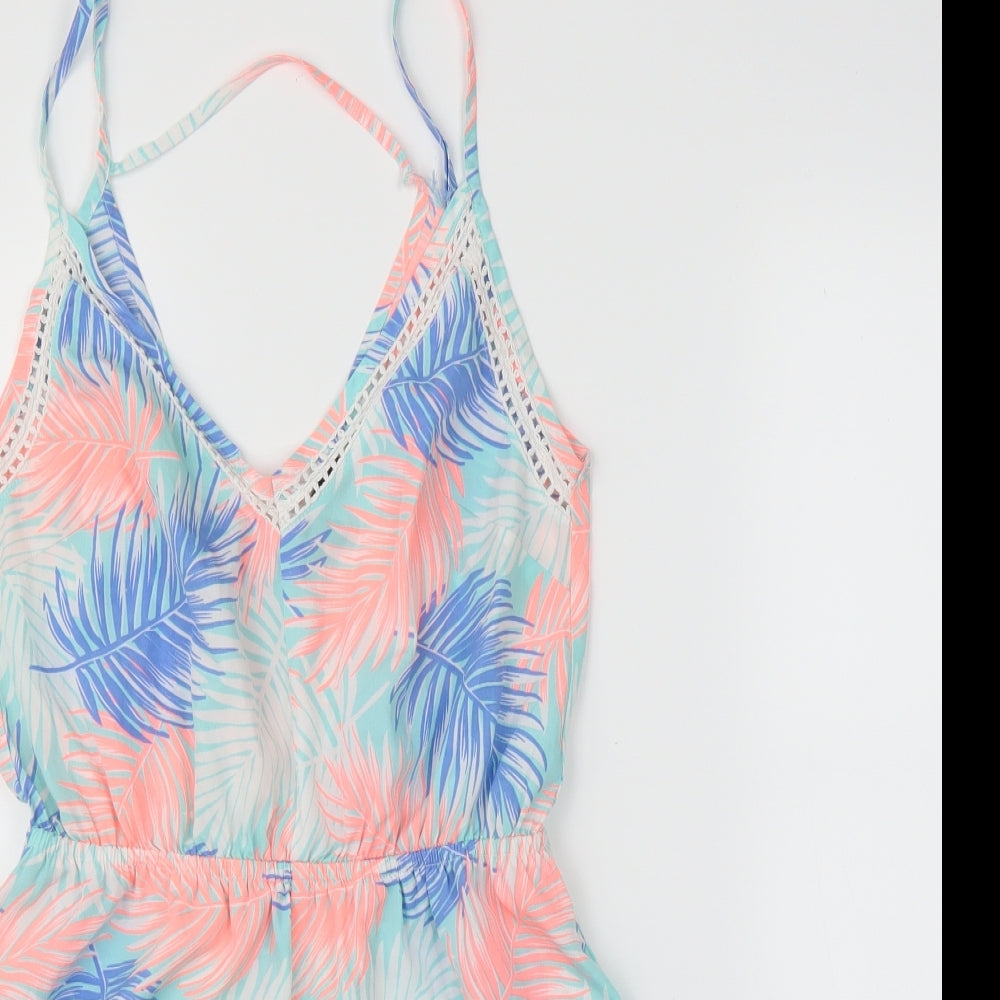 New Look Womens Blue Floral  Romper One-Piece Size S