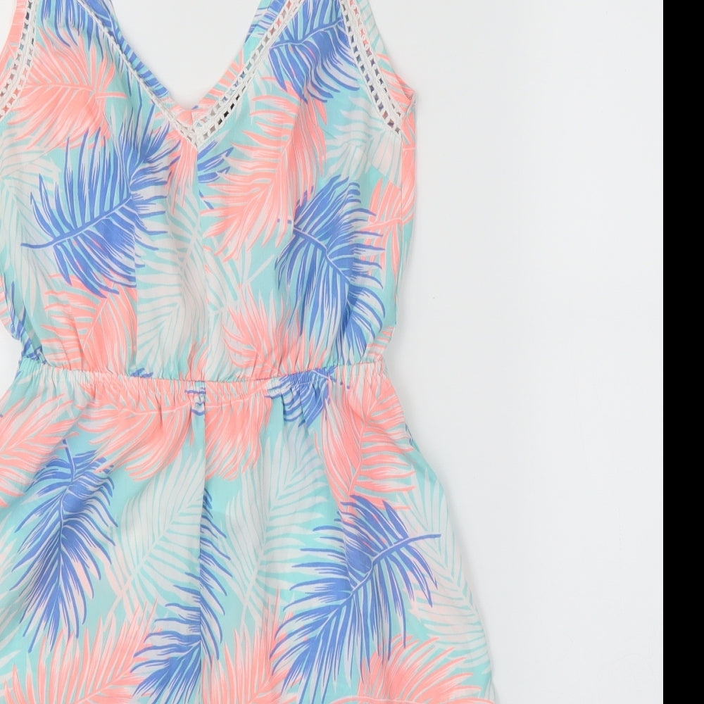 New Look Womens Blue Floral  Romper One-Piece Size S