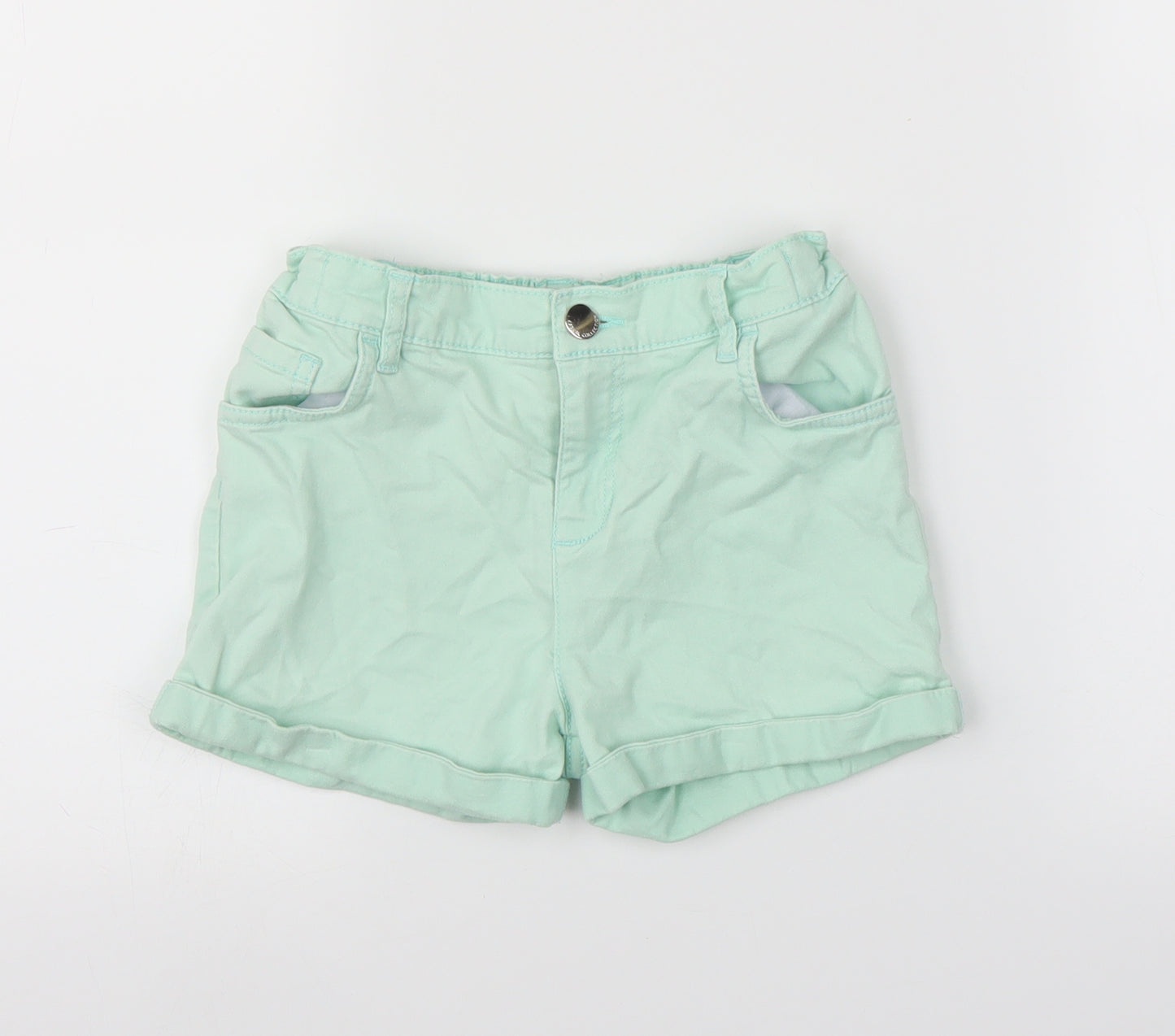 F&F Girls Green  Denim Cut-Off Shorts Size 9-10 Years