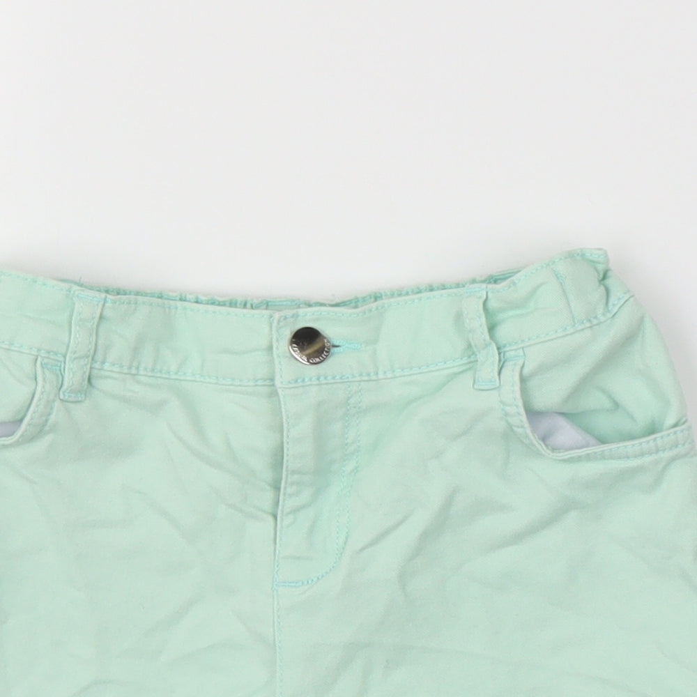 F&F Girls Green  Denim Cut-Off Shorts Size 9-10 Years