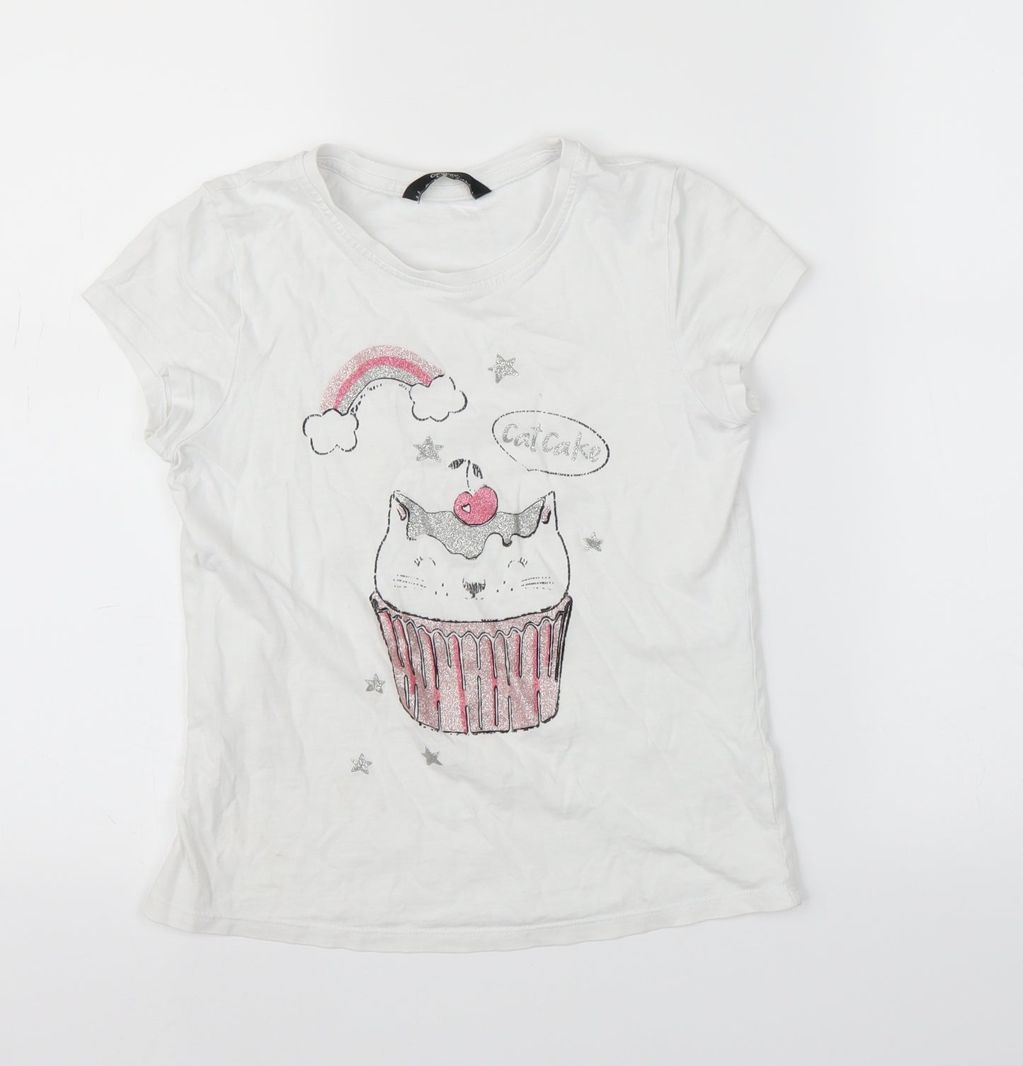 George Girls White   Basic T-Shirt Size 9-10 Years