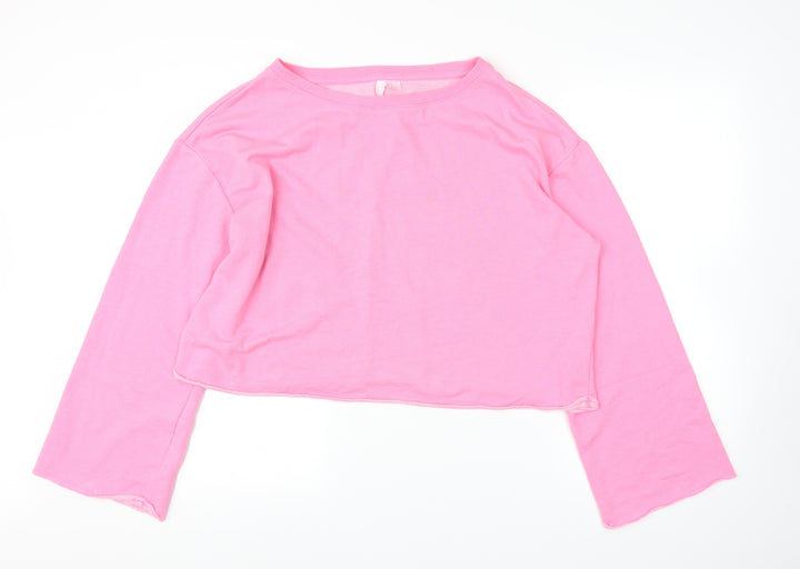 H&M Womens Pink   Pullover Jumper Size L  - Cropped