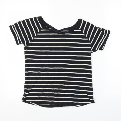 Topshop Womens Blue Striped  Basic T-Shirt Size 4