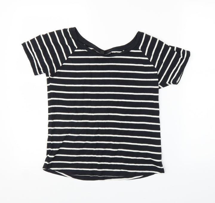 Topshop Womens Blue Striped Basic T-Shirt Size 4