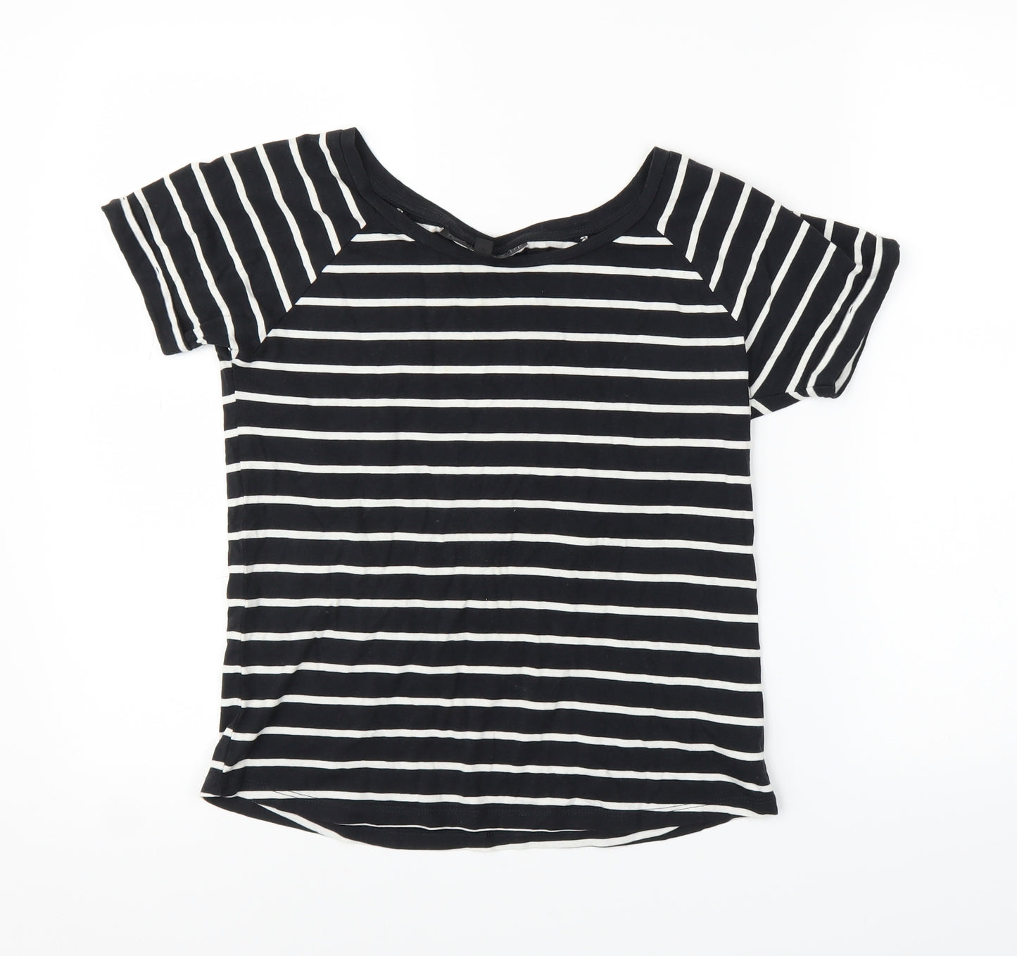 Topshop Womens Blue Striped  Basic T-Shirt Size 4