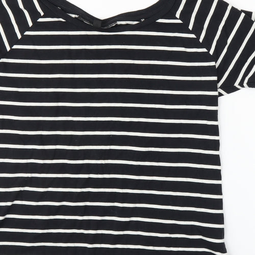 Topshop Womens Blue Striped  Basic T-Shirt Size 4
