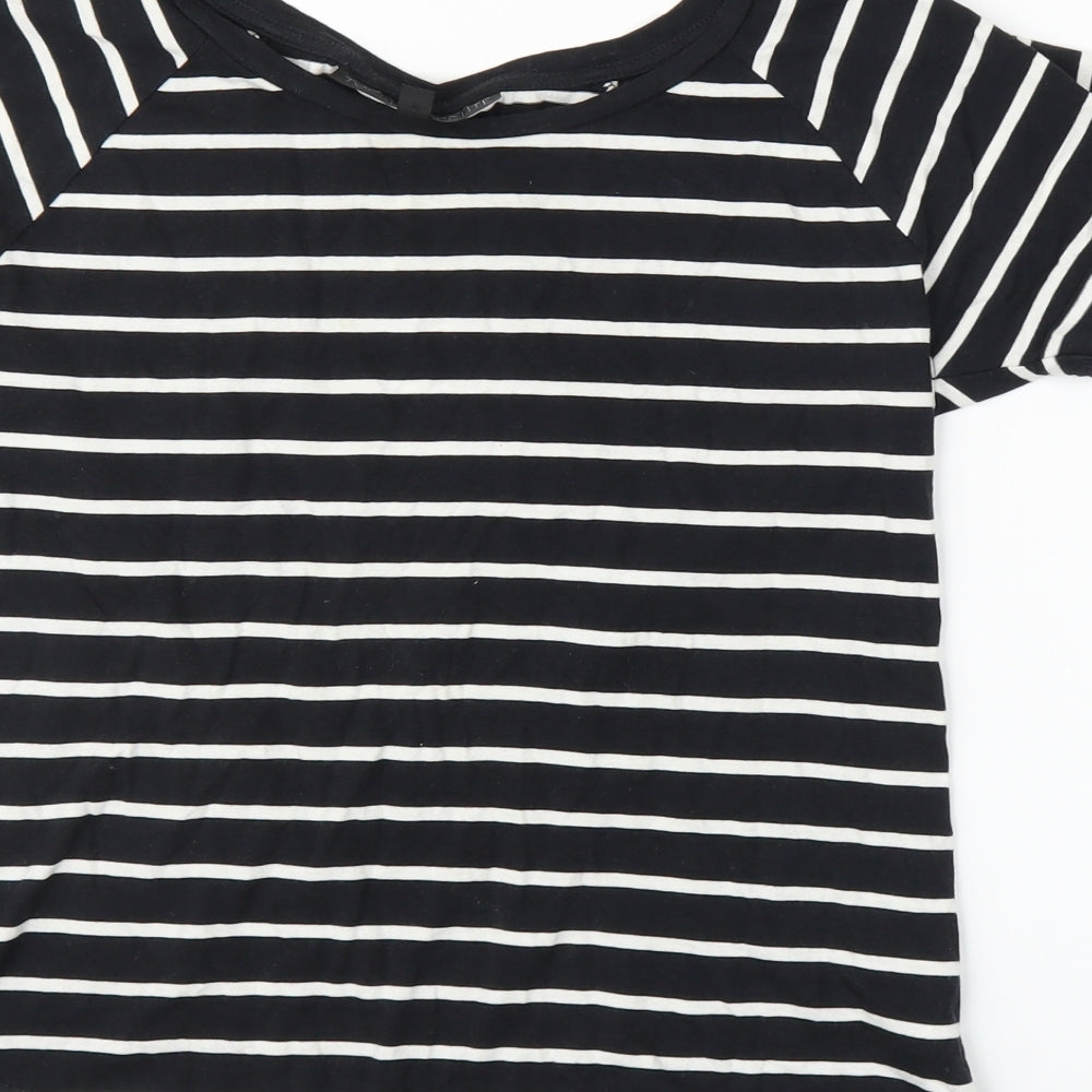 Topshop Womens Blue Striped  Basic T-Shirt Size 4