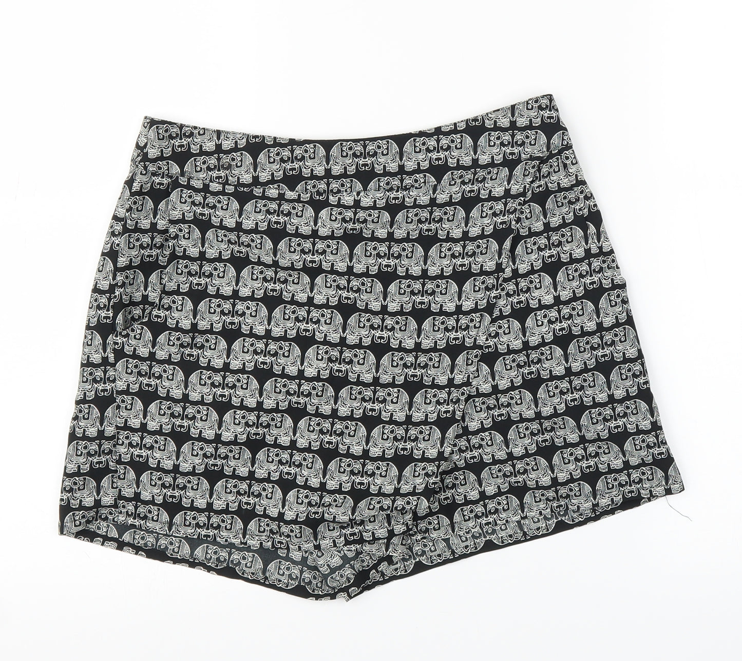 Primark Womens Black Animal Print  Cut-Off Shorts Size 8