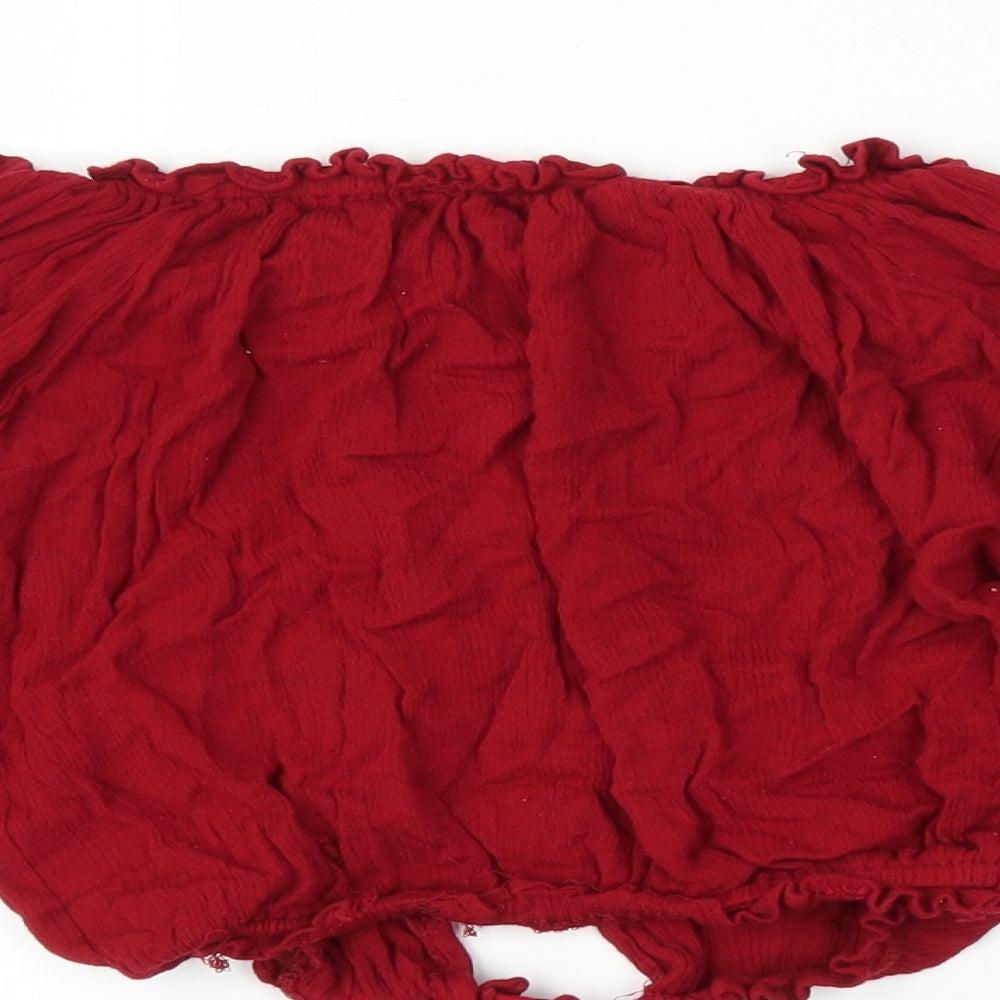 Preworn Womens Red   Cropped Blouse Size S
