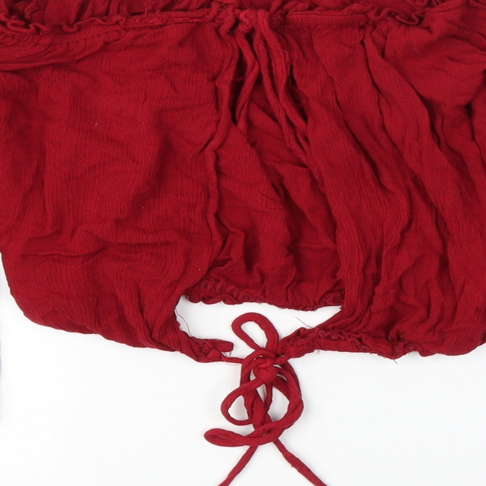 Preworn Womens Red   Cropped Blouse Size S