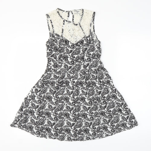 Madam Rage Womens Black Paisley  A-Line  Size 8