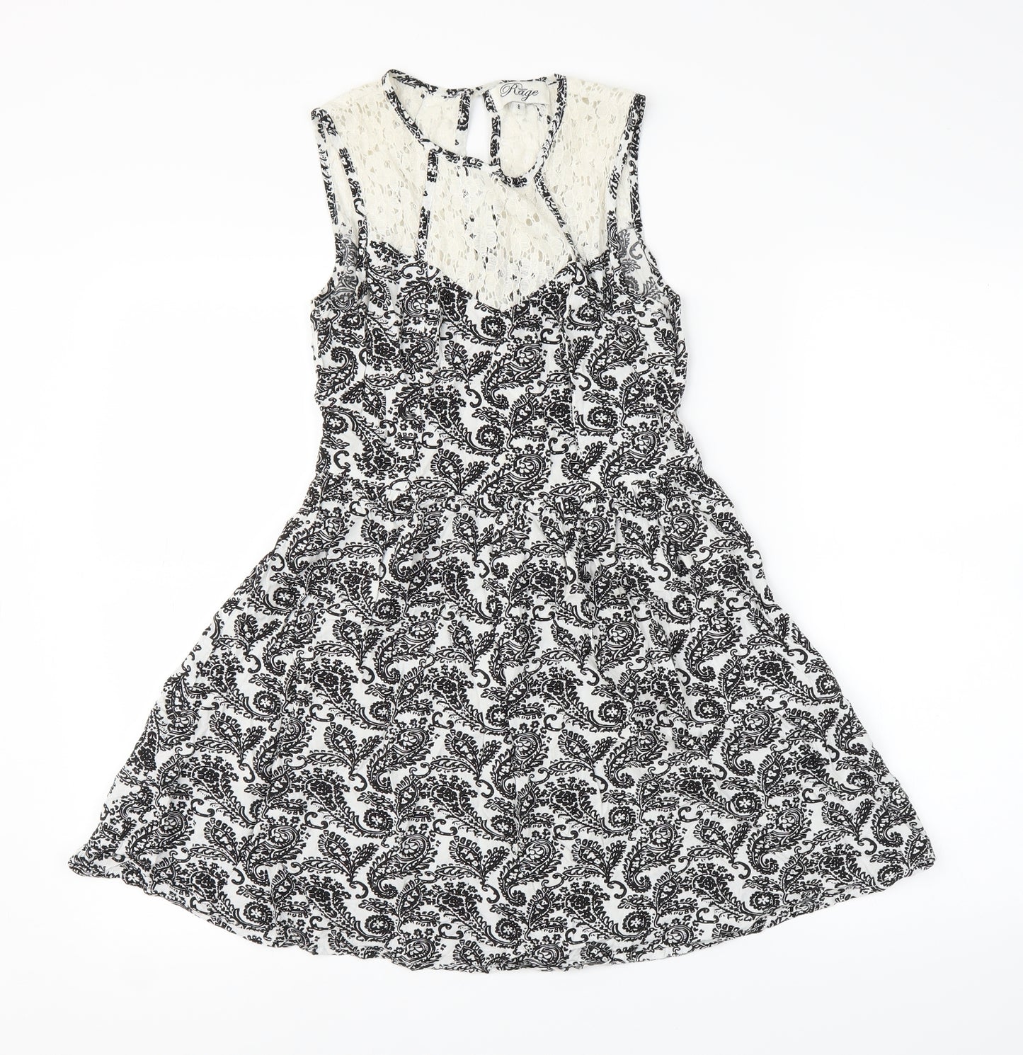 Madam Rage Womens Black Paisley  A-Line  Size 8