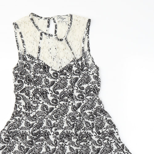Madam Rage Womens Black Paisley  A-Line  Size 8