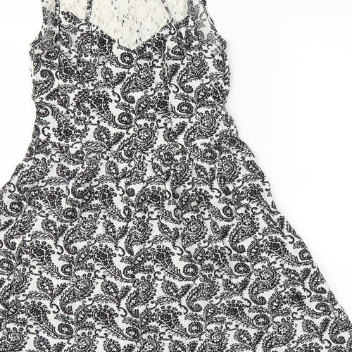 Madam Rage Womens Black Paisley  A-Line  Size 8
