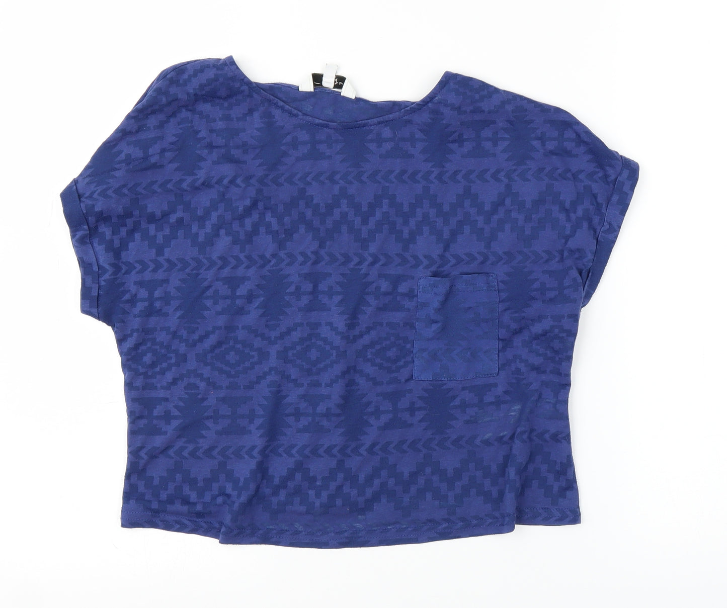 New Look Womens Blue Geometric  Basic Blouse Size 12