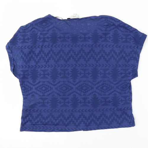 New Look Womens Blue Geometric  Basic Blouse Size 12