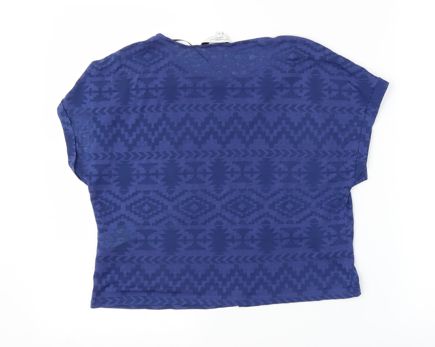 New Look Womens Blue Geometric  Basic Blouse Size 12