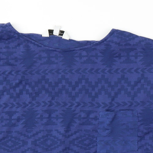 New Look Womens Blue Geometric  Basic Blouse Size 12